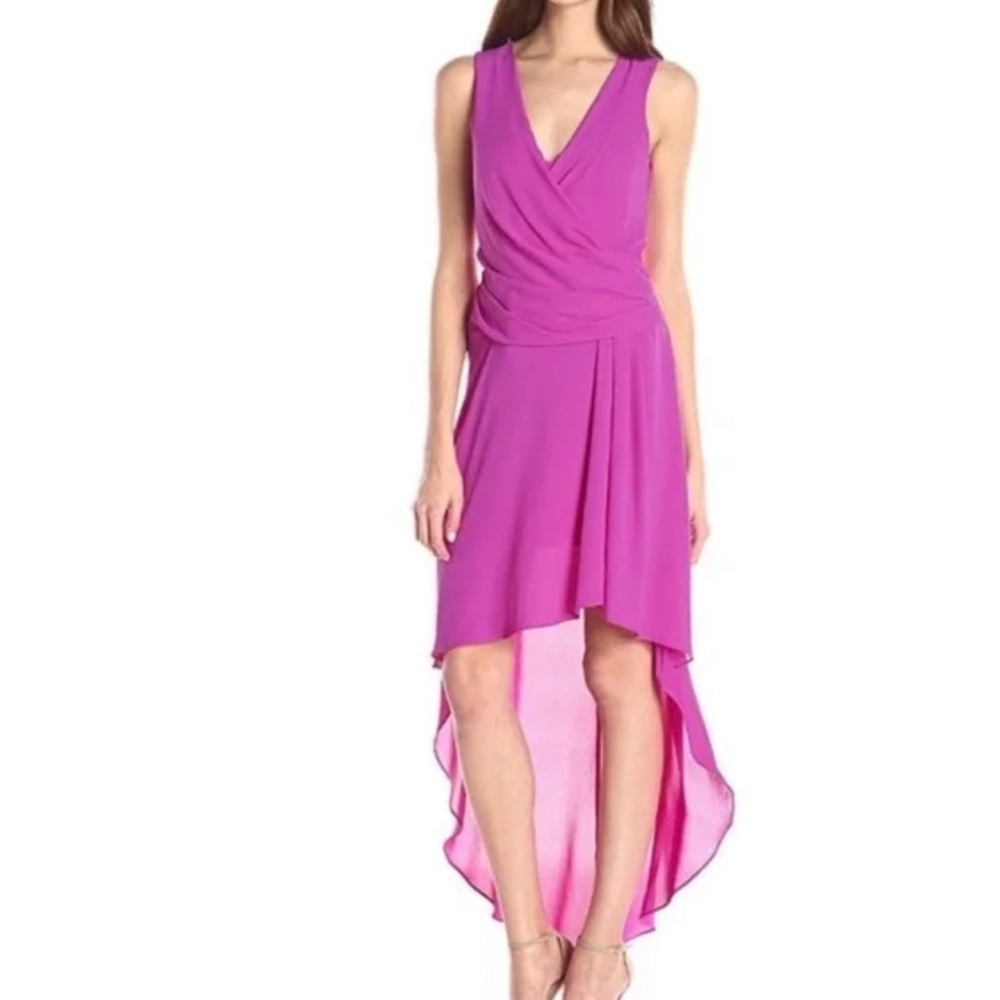 BCBG Abey High Low Fuchsia Dress Size 2